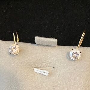 Diamonique 14k leverback earrings